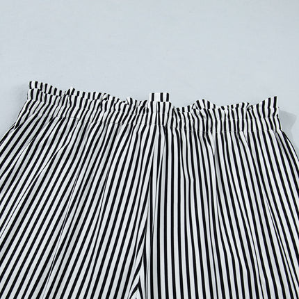 Black Stripe Plus Size Loose Straight Casual Pants