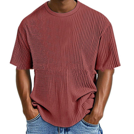 Casual Pure Color Comfort Waffle Short Sleeve