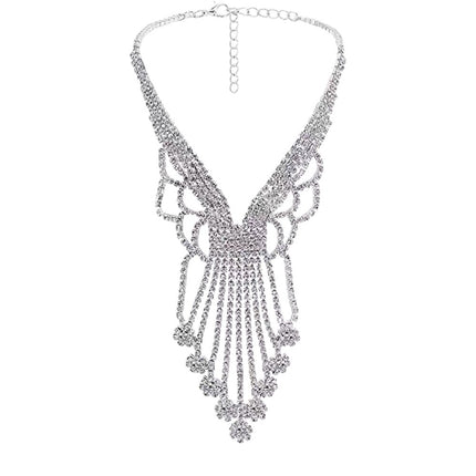 Full-diamond Necklace And Earring Jewelry Set