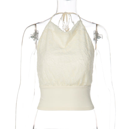 Sexy Lace Patchwork Backless Cinched Waist Lace-up Camisole
