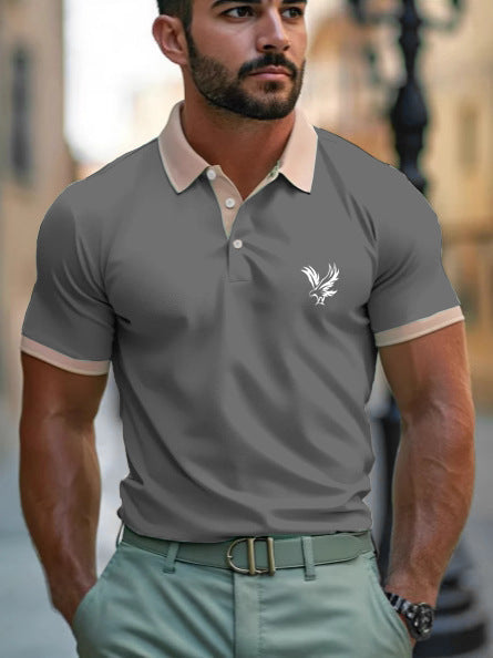 Casual Style Commuter's All-matching Digital Printing Lapel Men's Polo Shirt