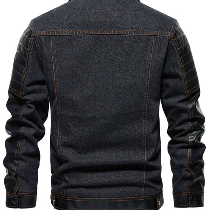 Men's Denim Jacket - Patchwork Trendy Style, Autumn Outerwear