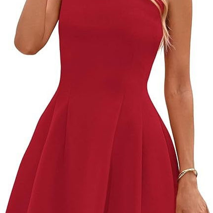 Sleeveless Solid Color Casual Dress Women