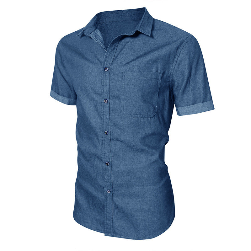Men's Short-sleeved Casual Denim Non-ironing Shirt
