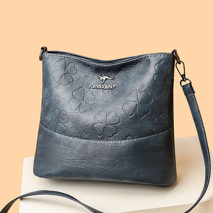 Soft Leather Bucket Bag Women's New Fashion Leather Embossed Large Capacity