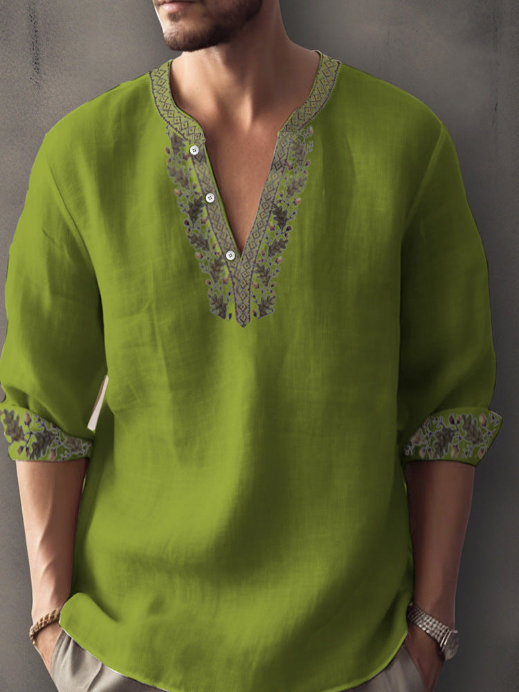 3D Digital Printing Bamboo Linen Long Sleeve European And American