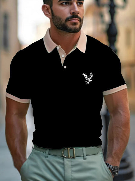 Casual Style Commuter's All-matching Digital Printing Lapel Men's Polo Shirt