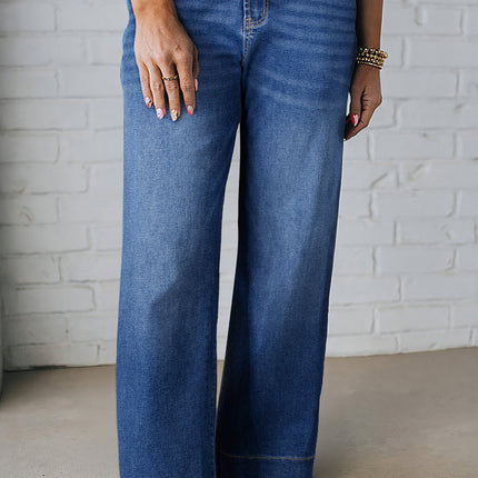 Dark Blue Acid Wash Contrast Lace-up Plus Size Jeans