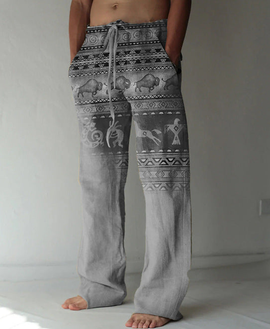 Men's Linen Printed Loose Casual Pants