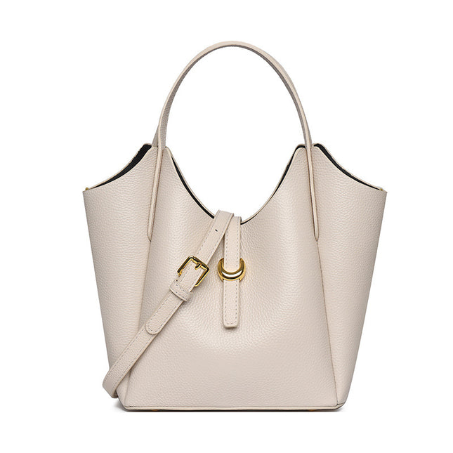 Genuine Leather Women's Large Capacity Hand Holding Bucket Bag