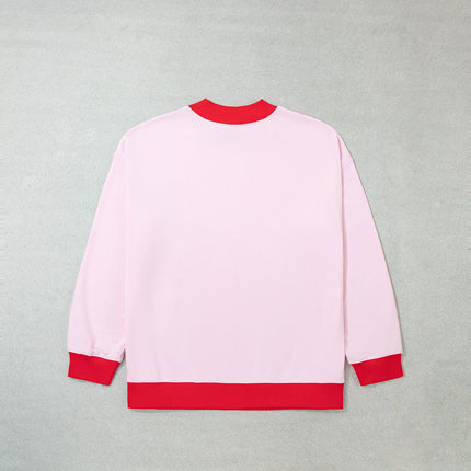 Grapefruit Orange Color Block Contrast Trim Plus Size Sweatshirt