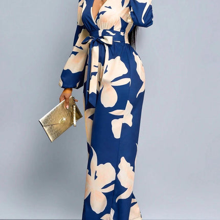 Women's Printed Long Sleeve Jumpsuit Suit