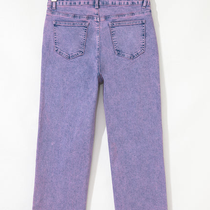 Orchid Petal Vintage Wash Frayed Hem Ankle-length Jeans