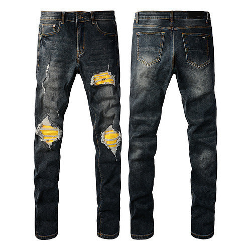 European And American Fashion Street Fashion Close-fitting And Slim-fitting Skinny Jeans