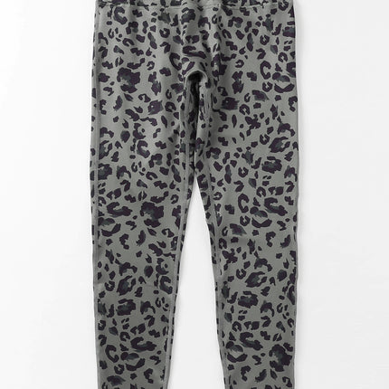 Gray Classic Leopard Print Active Leggings