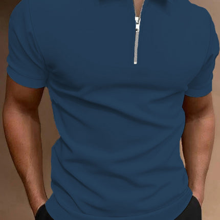 Men's Polo Shirt Solid Color Polo Collar T-shirt Casual Fit Top Men's Clothing