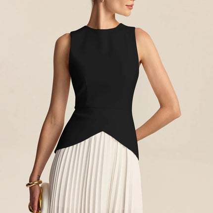 Women's Elegant Waist-Cinching Pleated Dress