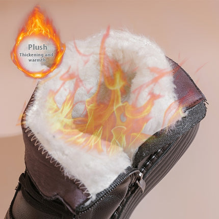 Mother Cowhide Wool Fleece Lined Soft Bottom Non-slip Wear-resistant Ankle Boots
