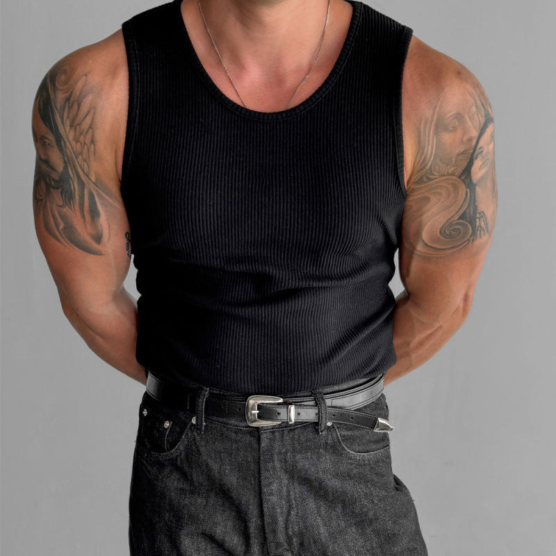 Coarse Thread Elastic And Sweat-absorbing Vest Fitness