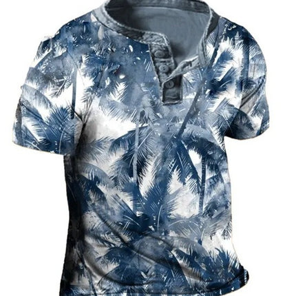 3D Printing Fashion Simple Lapel Button Men's Short Sleeve