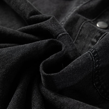 Medium Grey Beau Chest Pocket Raw Hem Denim Loose Shirt Dress