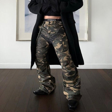 Men's Same Stitching Design Zipper Wide Leg Pants