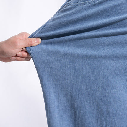 Light Blue Ruffle Hem Wide Leg Full Length Plus Size Jeans