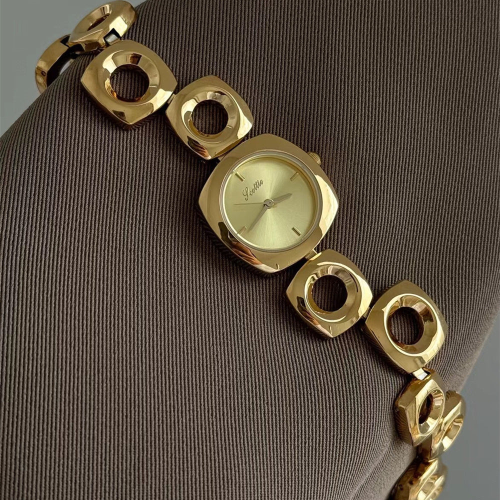 Women's Irregular Hollow-out Gold Fashion Good-looking Bracelet Watch