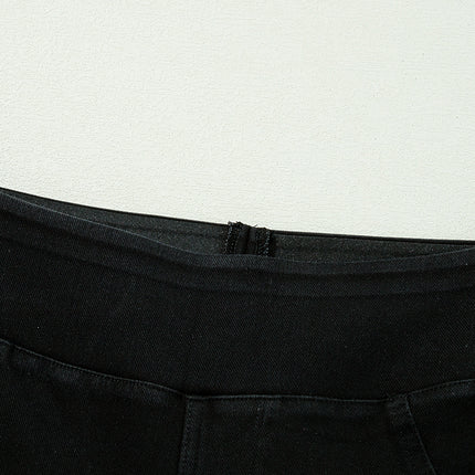 Black Solid Color High Waist Stretchy Slim Fit Jeggings