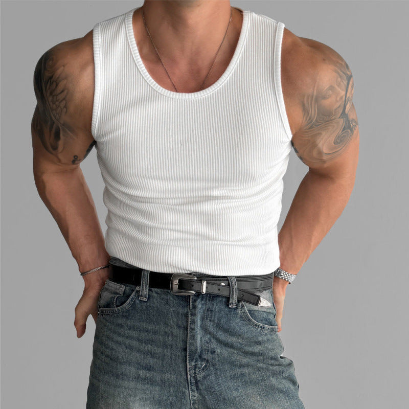 Coarse Thread Elastic And Sweat-absorbing Vest Fitness