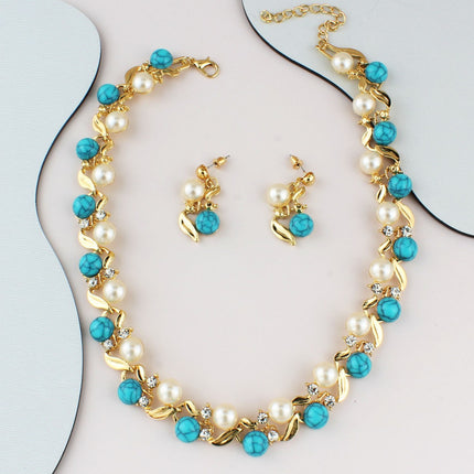 New Versatile Pearl Turquoise Necklace Earrings