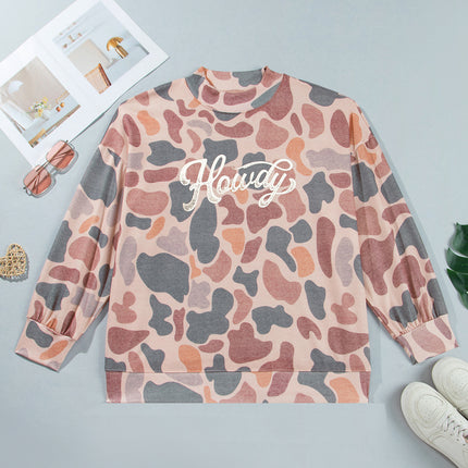 Multicolour Camouflage Western Graphic Plus Size Sweatshirt