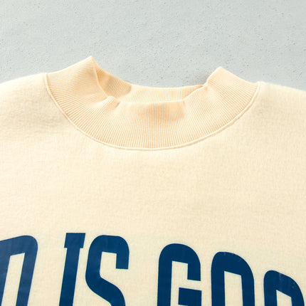 Light Grey Jesus Slogan Stand Neck Long Sleeve Oversized Tunic Plus Size Sweatshirt