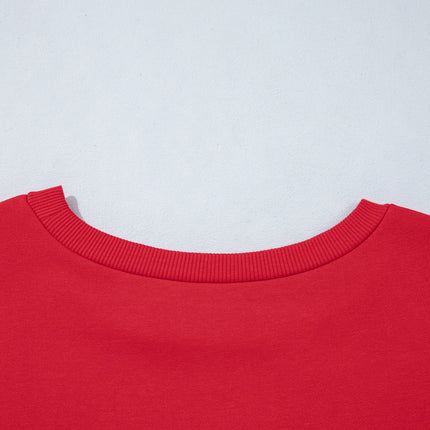 Racing Red Rugby Game Day Patchwork Graphic Plus Size Sweatshirt