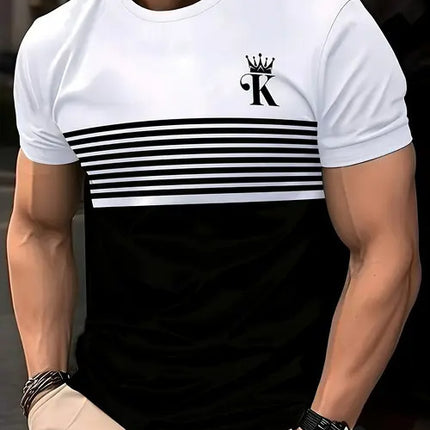 New Fashion Casual High Quality Contrast Color Men's Short Sleeve T-shirt