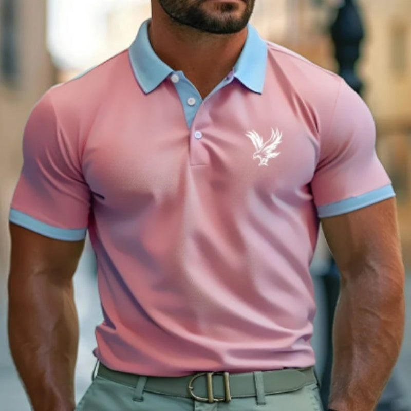 Casual Style Commuter's All-matching Digital Printing Lapel Men's Polo Shirt