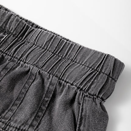 Carbon Grey Mineral Wash Button Fly Waist Wide Leg Jeans
