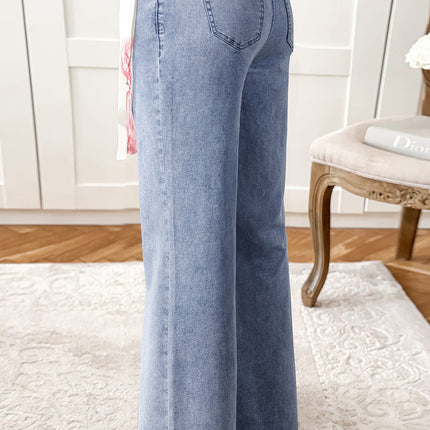 Beau Blue High Waist Button Zip Fly Bell Bottom Jeans