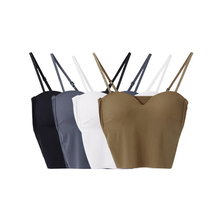 Ice-silk Seamless Camisole With Chest Pads Figure-flattering Outerwear