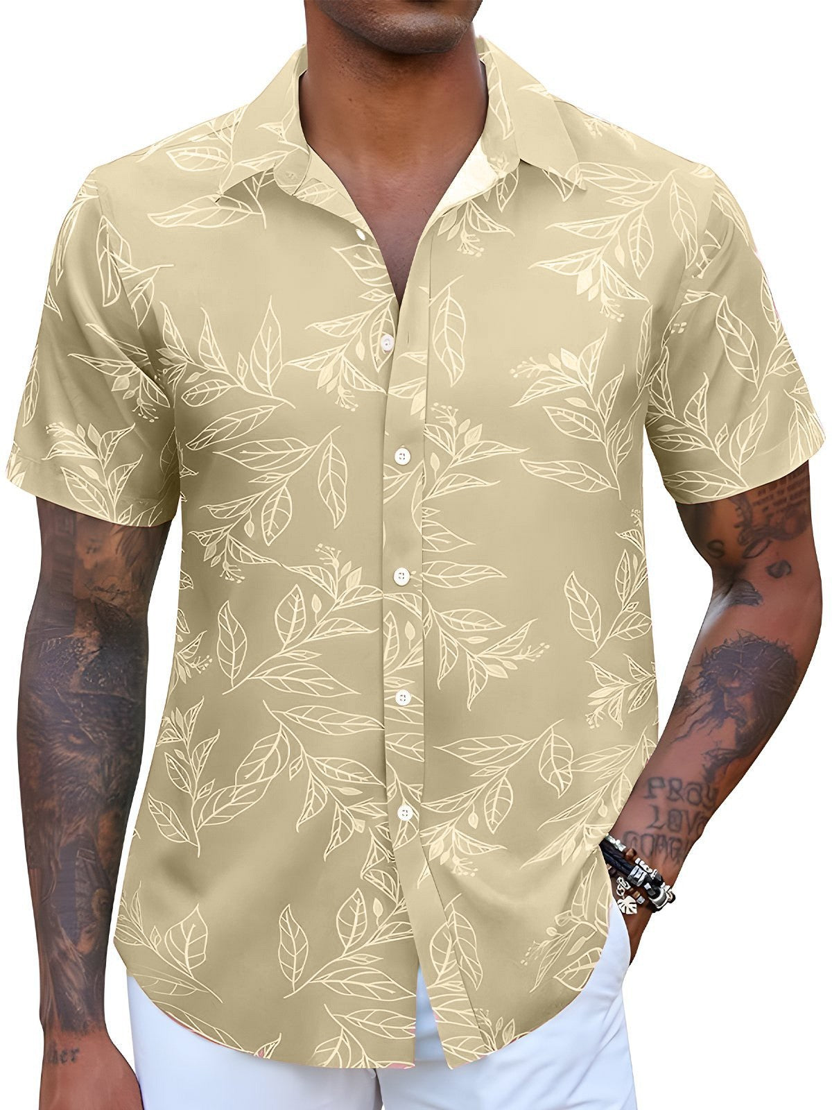 Men's Casual European And American Floral Short-sleeved Shirt