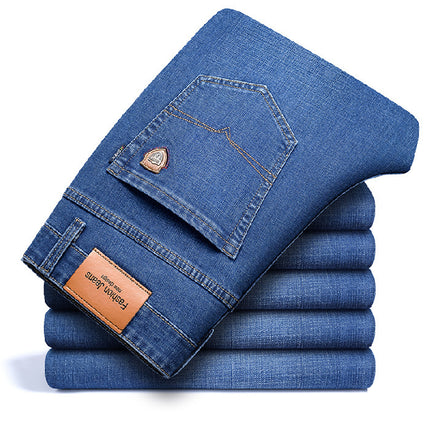 Men's Jeans Straight Loose Elastic Business Trousers