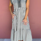 Black Stripe / 1X / 60%Polyester+35%Cotton+5%Elastane