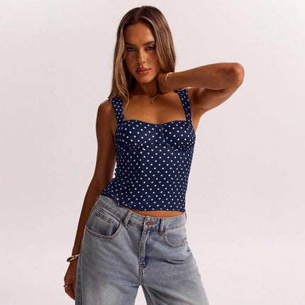 Polka-dot Printed Underwire Camisole For Parties And Dates