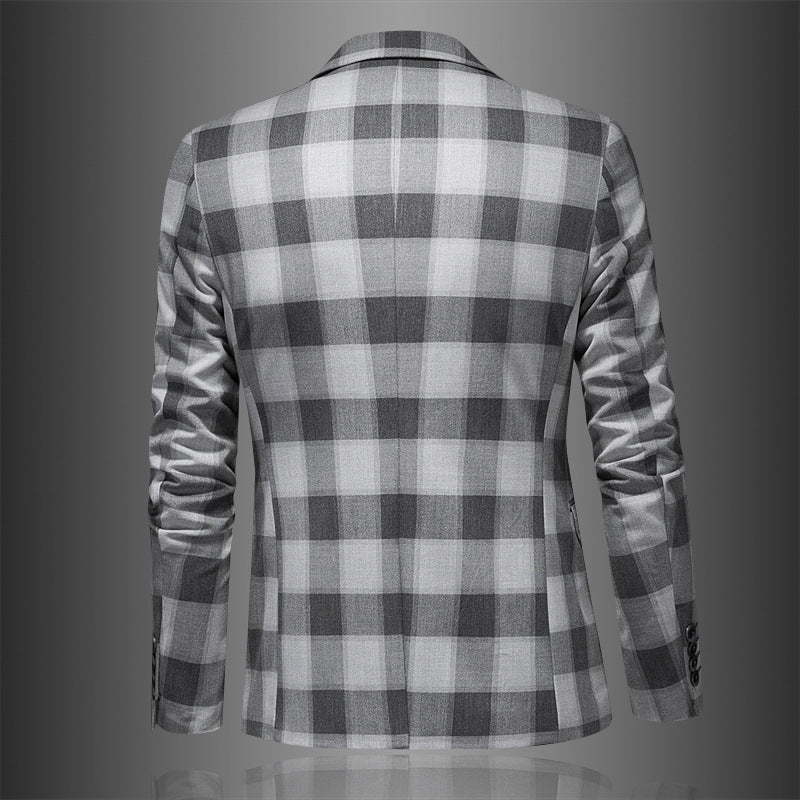 Men's Casual Suit Jacket Plaid Three-dimensional Fashion Slim Fit