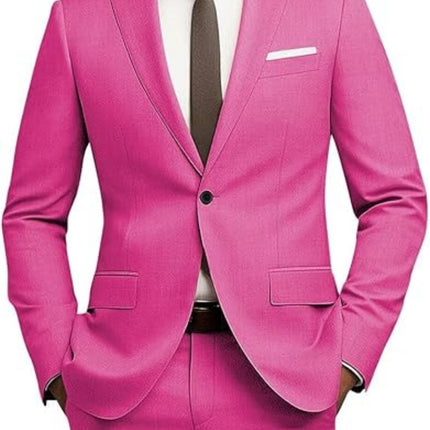 Men's Versatile Solid Color Business Jacket Long Pants Set