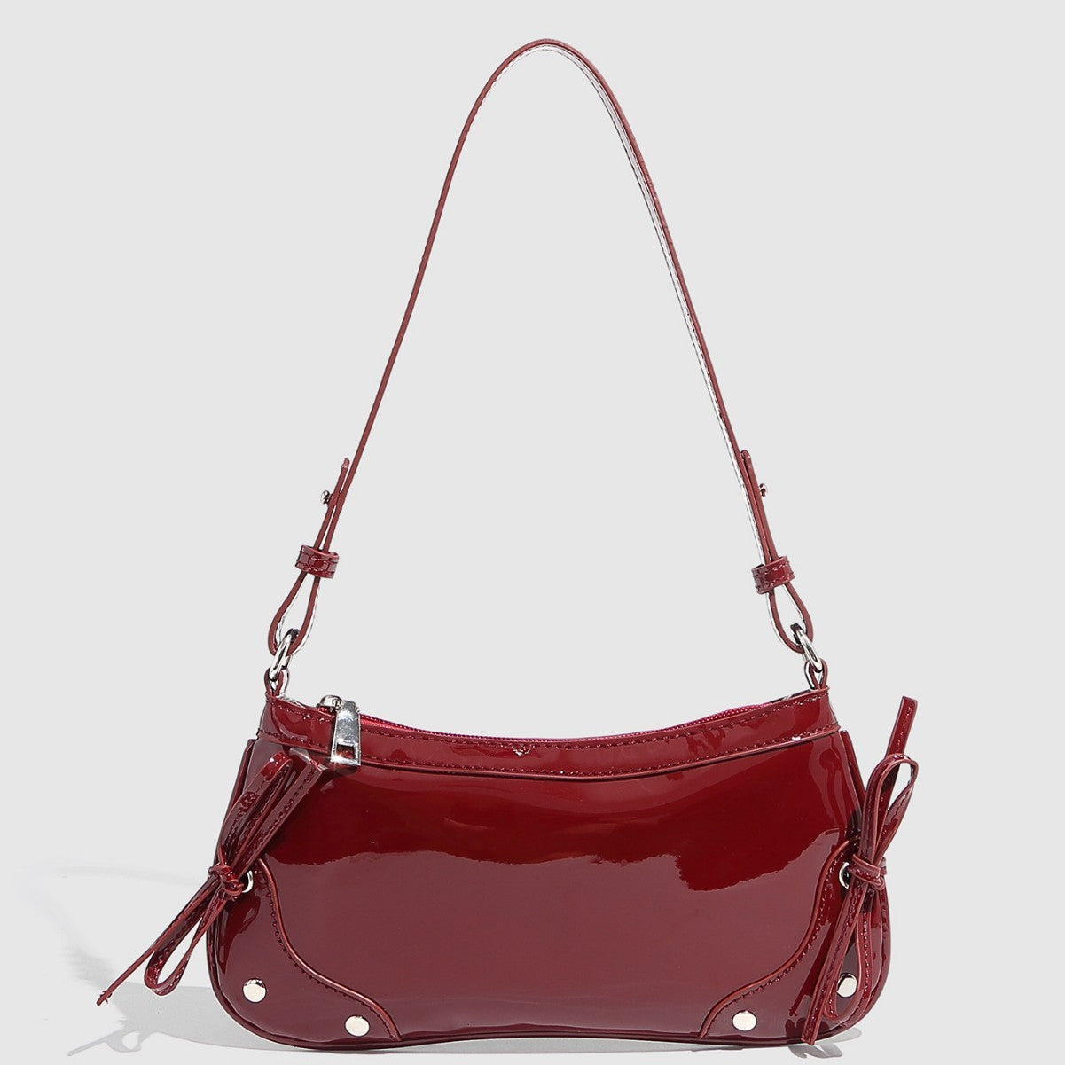 Solid Color Underarm Bag Shoulder Bag Double Bow Small Square Bag