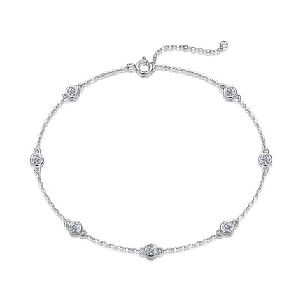 Stylish S925 Silver Five-Flower Light-Luxury Moissanite Bracelet