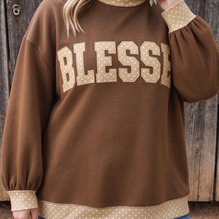 Parchment Plus Size Leopard Trim Mock Neck FAITH Graphic Sweatshirt