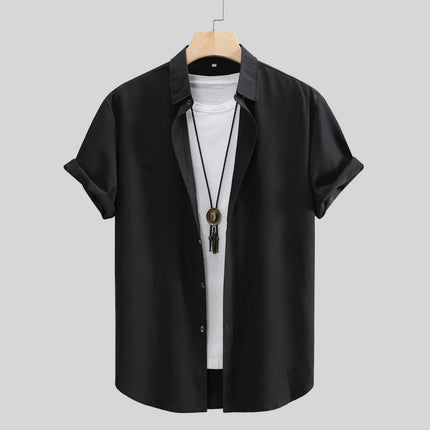 Men's Short-sleeved Shirt Solid Color Summer