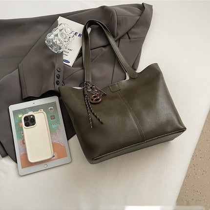 Large Capacity Casual Underarm Shoulder Bag Retro Textured Tote Bag